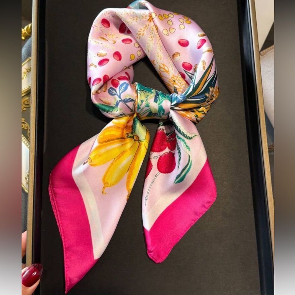 floral and fruit print scarf S59
